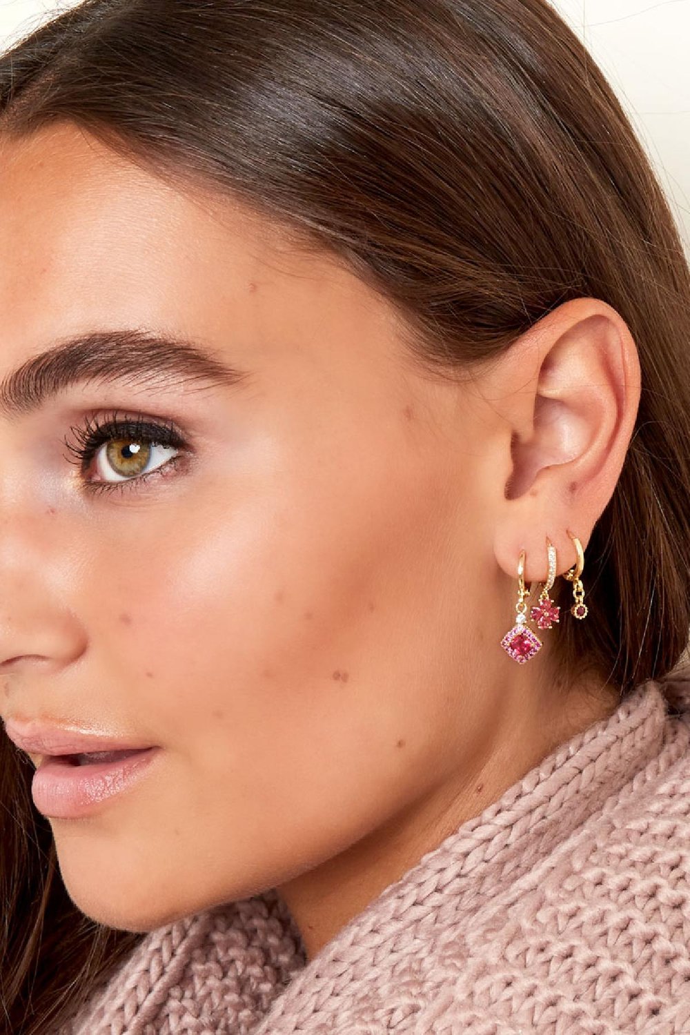 Boucles d'oreilles fleur avec zircon - Sparkle Collection Cuivré h5Image2